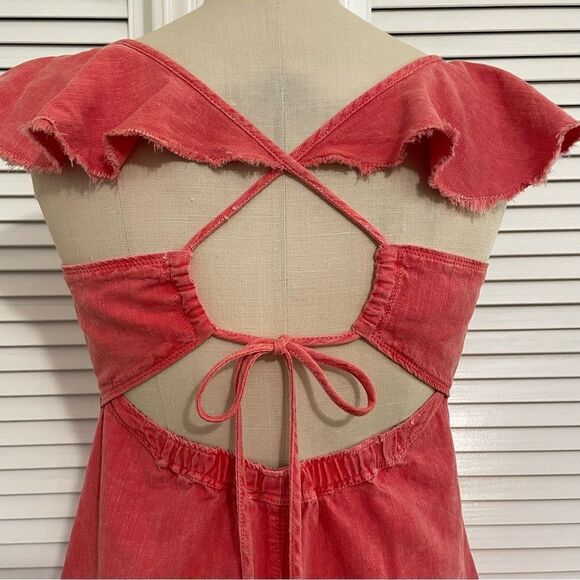 Anthropologie Pilcro Orange Flutter Sleeve Midi Dress Sz-S - Picture 6 of 10